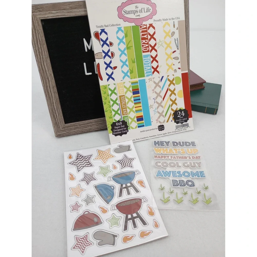 The Stamps of Life Totally Rad Paper Pad & Stickers Bundle BBQ Dad